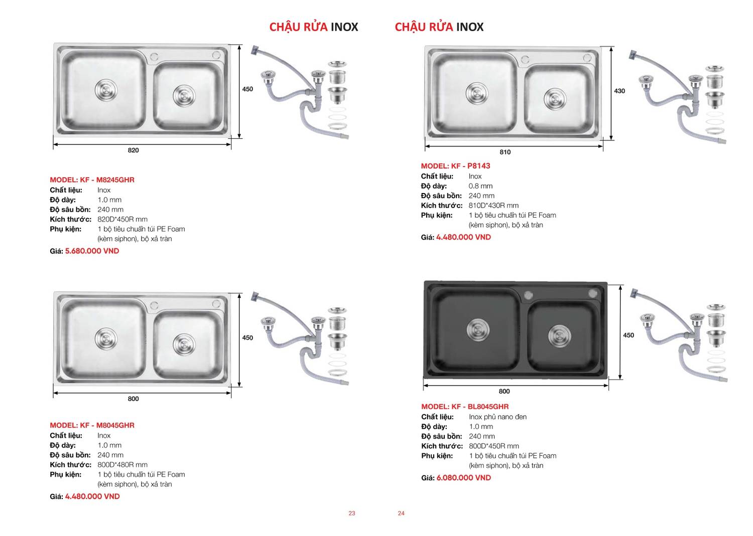 Chậu rửa chén và Vòi rửa chén KAFF Bảng giá và Catalogue mới nhất 2024 /Page 12